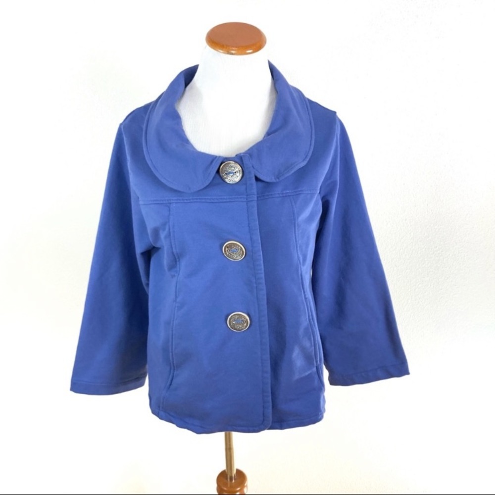 Neon Buddha Periwinkle Blue Short Jacket‎ Coat 3/4 Sleeve Women’s Sz Small